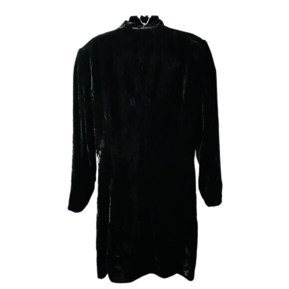 Theory Women's Coat Black Crushed Velvet Front Pockets Button Down Long Sleeve - Picture 2 of 12
